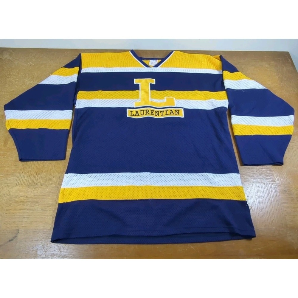 Vintage 80's Laurentian‎ University Hockey Jersey Perforated Men's XL Mesh
